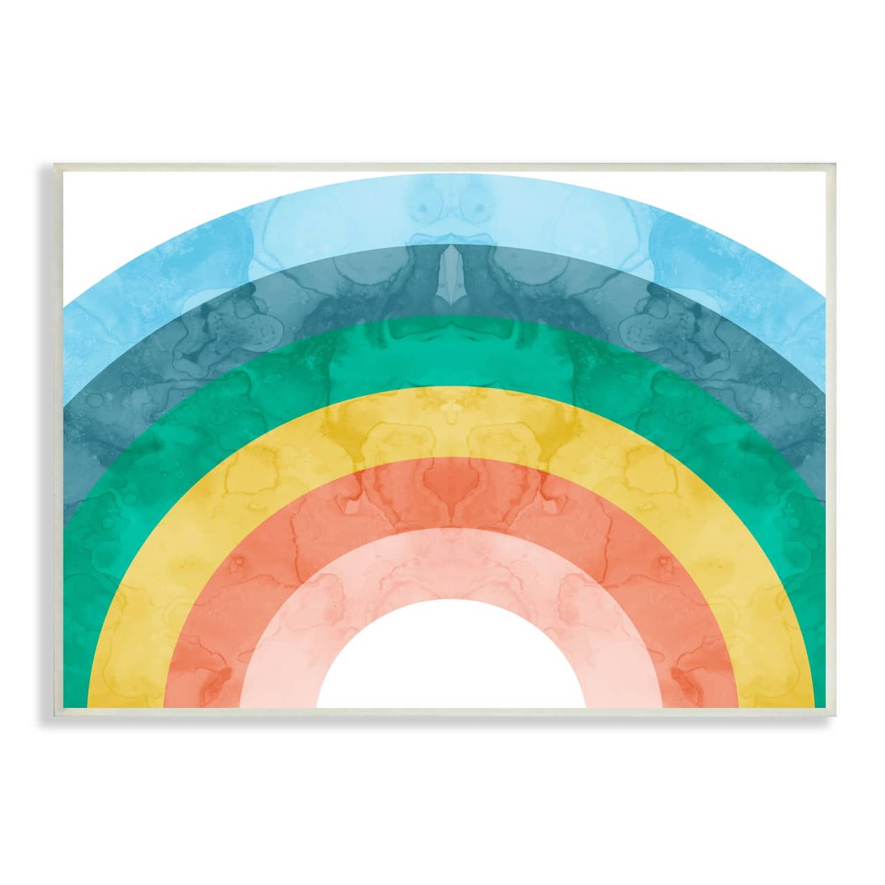 Stupell Industries Kids' Abstract Watercolor Pattern Rainbow Blue Green Pink Wall Plaque